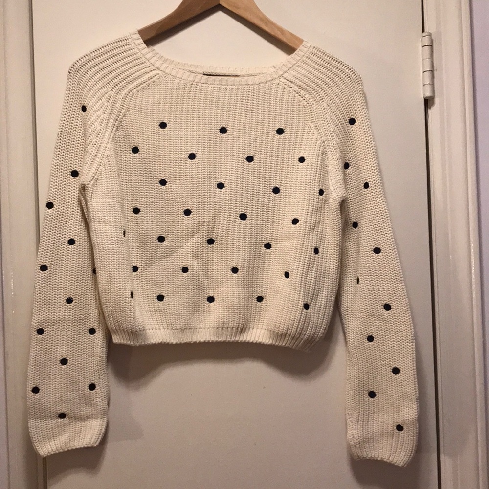 F21 Cropped Polka Dot Sweater
